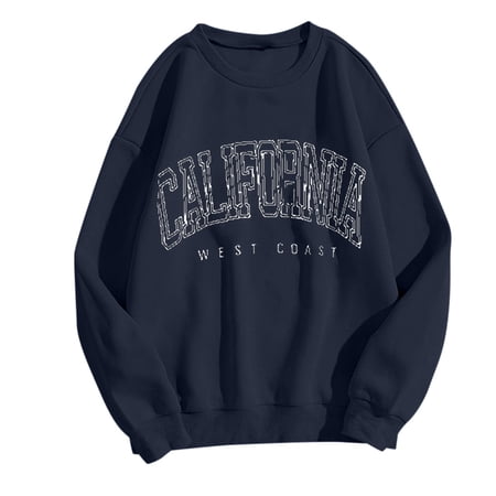 WENWU Women S Sweatshirt Long Sleeve Sweatshirt Long Sleeve Pullover Tops for Women Navy Comfort Colors Crewneck Sweatshirt Cute Fall Sweatshirts Women S Clothes
