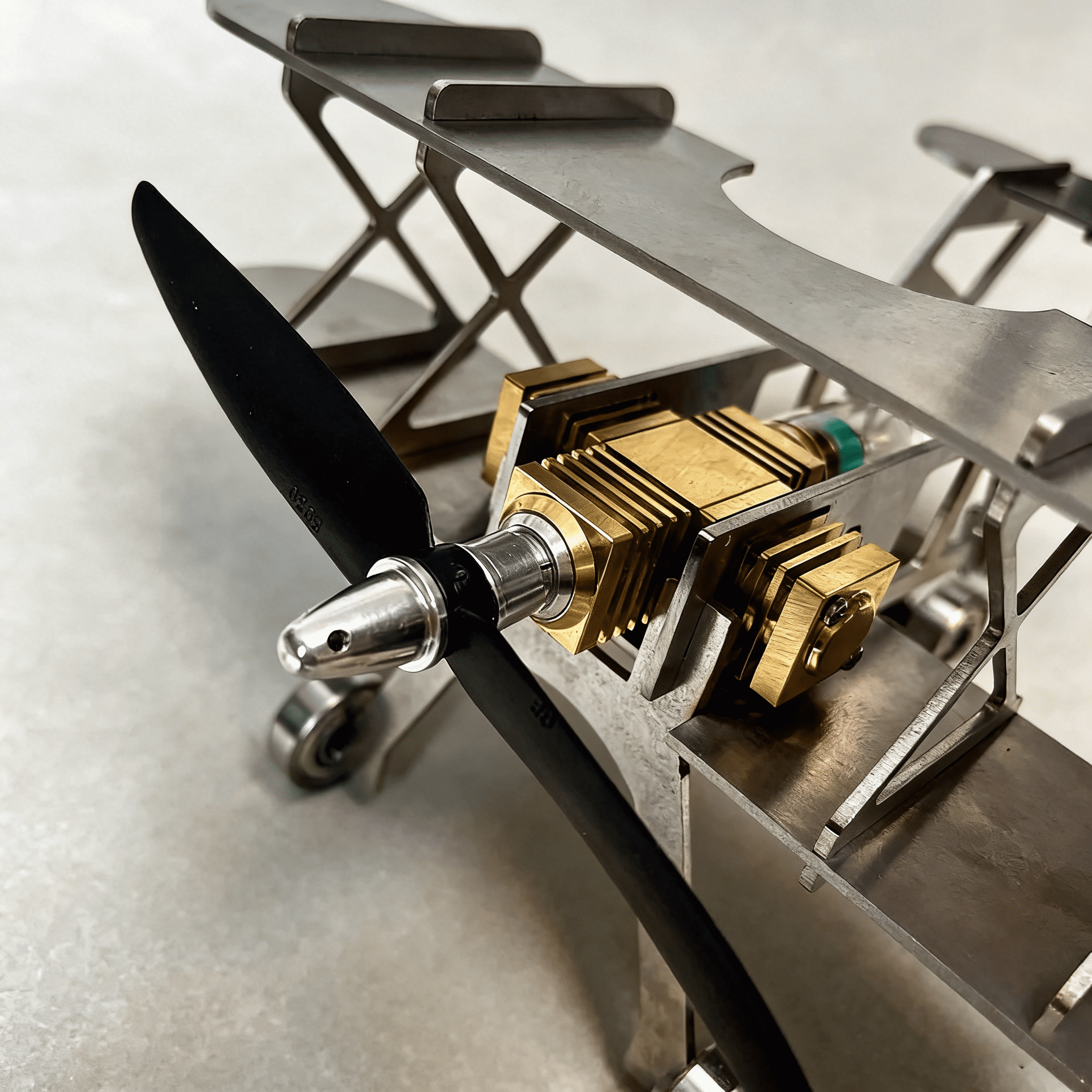Stirling Engine Aircraft Model Kit – Upgraded Mini Stirling Engine with Metal Airplane Frame, Heat Powered Desktop Engine Model, Educational Physics Experiment Kit for Adults & Collectors