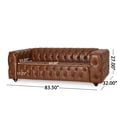 thumbnail image 3 of GDF Studio Marengo Contemporary Tufted 3 Seater Sofa, Cognac Brown Faux Leather and Dark Brown, 3 of 10