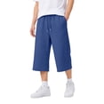 thumbnail image 3 of WDDDD Men‘s Baggy Sweat Shorts 3/4 Length Below Knee Drawstring Casual Y2K Athletic Pants Blue L, 3 of 6