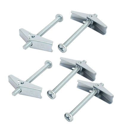 75mm Boot - M6 x 75mm Male Thread Spring Loaded Hollow Wall Round Head Toggle Bolt 5pcs