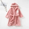 thumbnail image 6 of 2 Piece Toddler Robe Boys Girls Hooded Flannel Bathrobe Long Sleeve Soft Fleece Plush Robes Cute Animal Pajamas Sleepwear, Pink, 5 Years, 6 of 7
