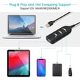 thumbnail image 4 of Adaptador multipuerto USB Micro TUNC 4 puertos USB 2.0 distribuidor con cable negro Multi-Hub Splitter para computadora PC, 4 of 5