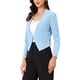 thumbnail image 4 of Blazer de oficina para mujer sin cuello, traje casual de negocios, blazer corto, L azul cielo, 4 of 6