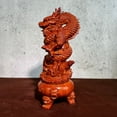 thumbnail image 1 of Ebony wood carved dragon zodiac ornament, treasure basin, coiled dragon, Chinese dragon handicrafts, decoration for offices and shops, opening gifts., 1 of 4