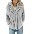 thumbnail image 2 of SROBPTY Womens Jackets, Fleece Jackets for Women, Womens Casual Pocket Long Sleeve Fleece Jacket Gray,XXL, 2 of 4