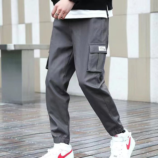 New Hong Kong Style Workwear Pants Men‘s Solid Color Versatile Loose Trendy Large Size Leggings