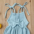 thumbnail image 5 of Binwwede Baby Girls Summer Bodysuit, Solid-Color Tied Spaghetti Strap Sleeveless Romper with Waist Bowknot for Toddlers, 5 of 9