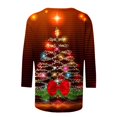 thumbnail image 3 of YVNAURA 3/4 Sleeve Christmas Tops for Women Loose Fit Round Neck Blouses Graphic Print Tees Casual Pullover Tunic Shirts Lightweight Holiday Tops Xmas Gift for Women, Wine,L, 3 of 4