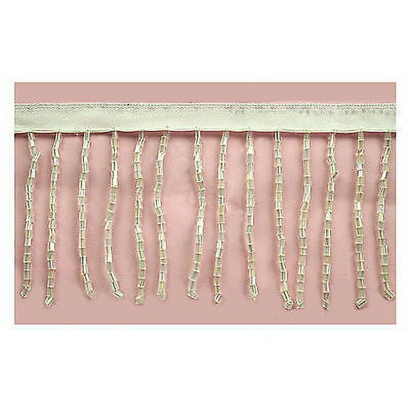 Lily 2" or 3" White Beaded Fringe Trim with Glass Short Bugle Beads Dance by Yd