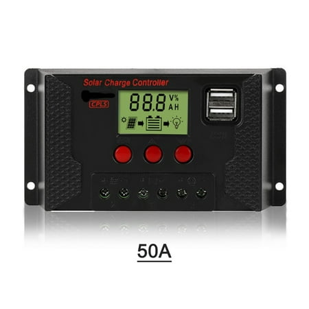 

50A Solar Charge Controller Solar Panel Controller /24V Adjustable LCD Display Solar Panel Battery Regulator with Dual USB Port Charge 3 Kinds of Batteries