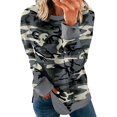 thumbnail image 1 of Sweat-shirt Décontracté à Col Rond à Manches Longues Imprimé à Rayures et Mollet, 1 of 5
