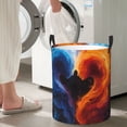 thumbnail image 4 of Picia Red And Blue Abstract Large Laundry Basket, Waterproof, Freestanding Laundry Hamper, Collapsible Tall Clothes Hamper with Extended Handles-Small, 4 of 8