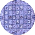thumbnail image 1 of Ahgly Company Machine Washable Indoor Round Abstract Blue Modern Area Rugs, 3' Round, 1 of 4