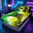 thumbnail image 3 of meiyoeat Neon Lightning Gamer Zipper Full Size Comforter Sets with Fitted Sheet and 2 Pillowcases for Teens Boys, Electric Green Yellow Gaming Zipper Bedding Set, Black Reversible, 3 of 6
