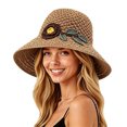 thumbnail image 2 of Straw Hats for Women Wide Brim Sun Hat Foldable Packable Beach Hat for Vacation Travel, 2 of 5