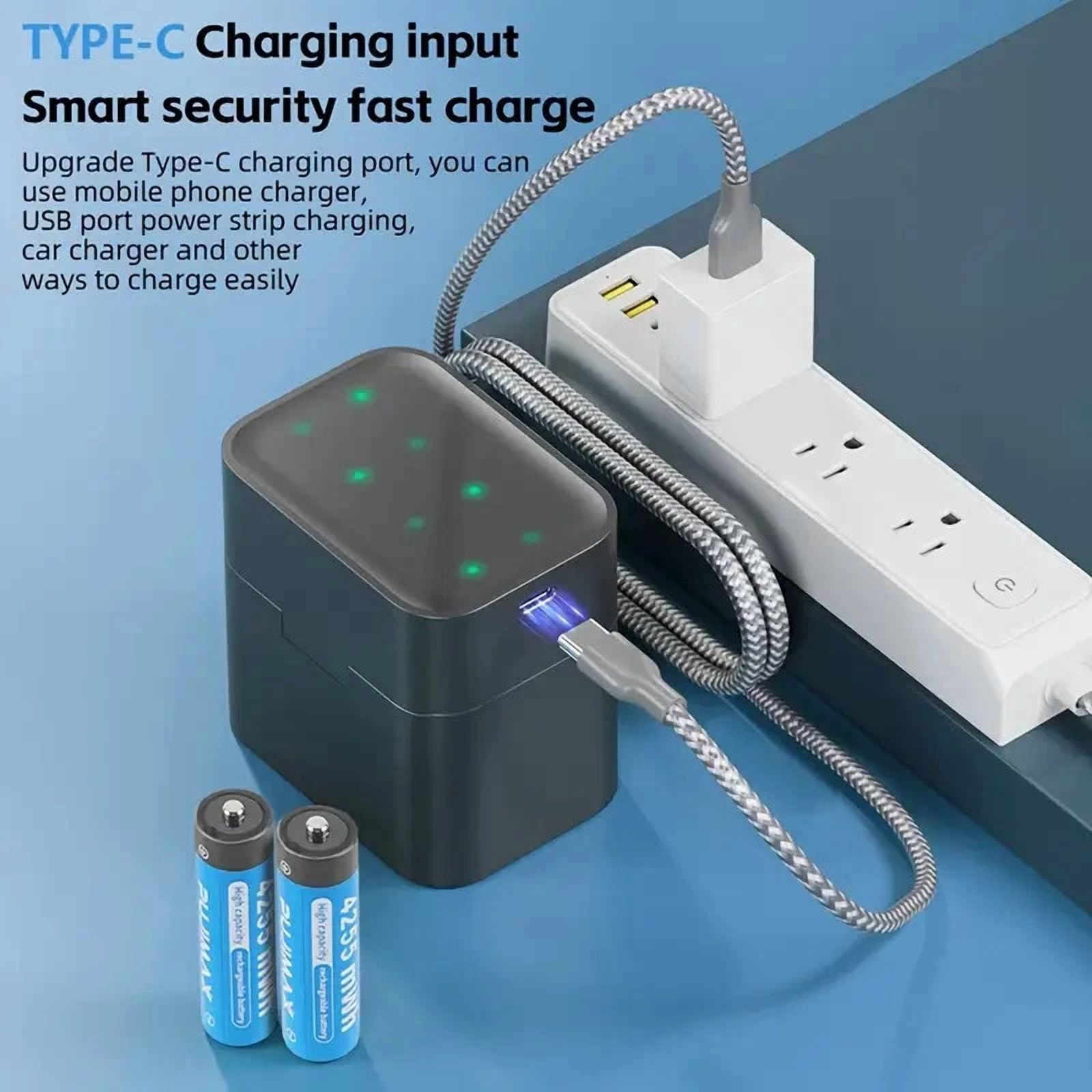 PUJIMAX 4255mWh 1.5V High Capacity Rechargeable Lithium AA Batteries + Charger