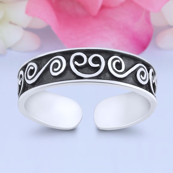 4mm Bali Design Toe Band Ring 925 Sterling Silver Thin Adjustable Stylish Rings For Women