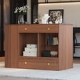 thumbnail image 2 of Newest Closet Island with 6 Drawers, Wardrobe Armoire Bedroom Island with Glass Display Top and Open Shelves, Jewelry Storage Vanity Island with compartments, Walk-in Closet Island for Cloakroom, 2 of 6
