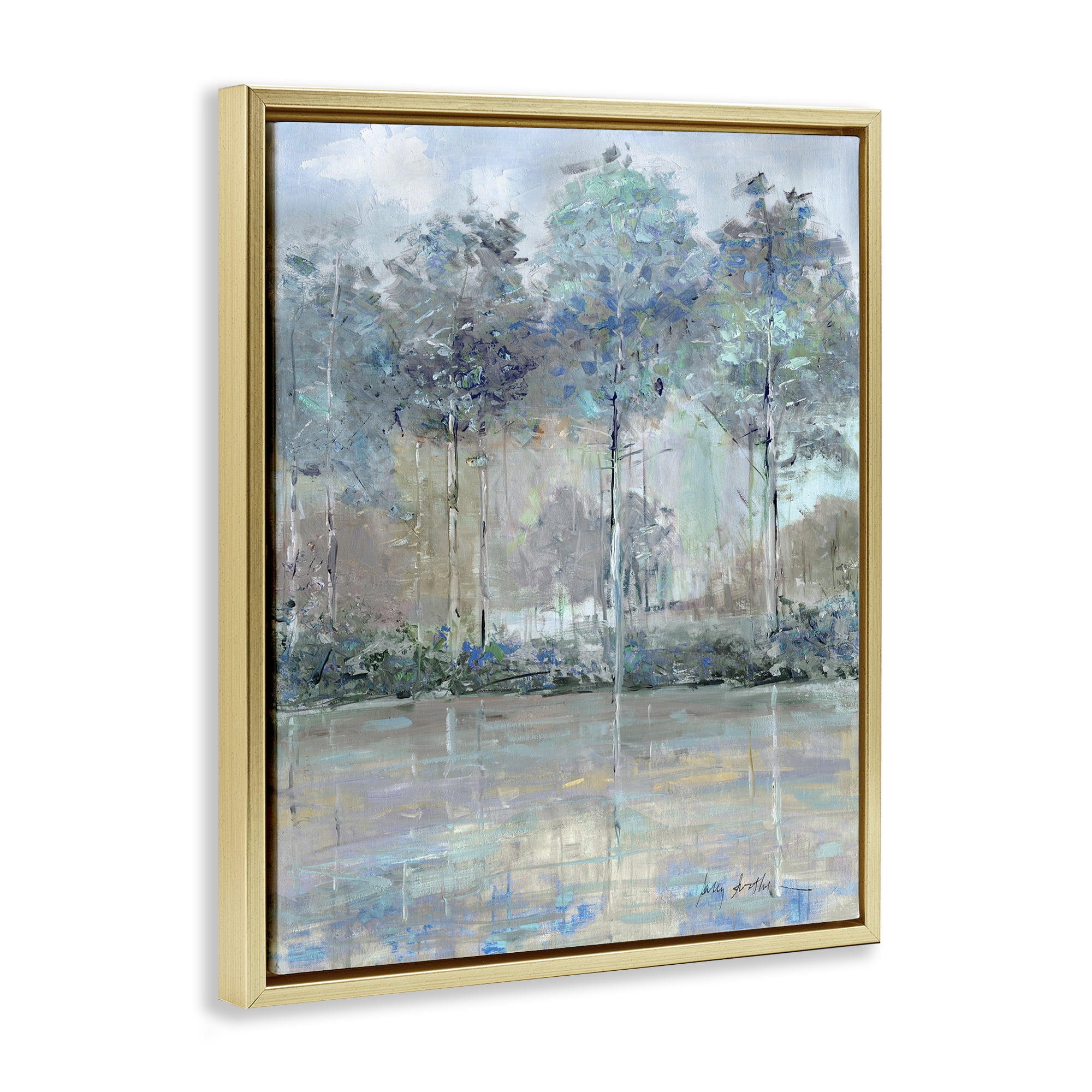 Stupell Industries Subdued Expression of Trees Gold Framed Floater Canvas Wall Art, design by Sally Swatland
