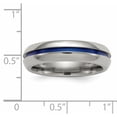 thumbnail image 2 of Grey Titanium Ring Band Blue Rounded Closed Back Comfort Grooved, 2 of 2