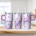 thumbnail image 2 of 20OZ Double Wall Insulated Tumbler with Handle Straw Stainless Steel Travel Mug Leak Proof Lid Vacuum Design Keeps Cold for 34 Hours Portable Cup Holder Fit Reusable Drinkware Butterfly Print, 2 of 6