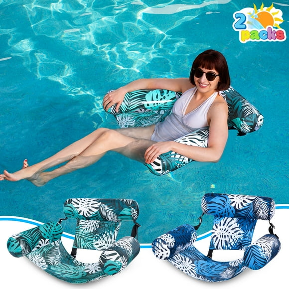Joyfy 2 Paquets Flotteurs de Piscine Chaises Adulte, Chaises Longues Flottantes Gonflables, Nouilles de Piscine Gonflables pour Adulte Usage Intensif, Chaise Flottante pour Fête Été Eau Plage Lac Plaisir