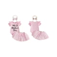 thumbnail image 2 of BemeyourBBs Newborn Baby Girl My First Mothers Day Outfits Letter Print Round Neck Short Sleeve Romper Floral Tulle Tutu Skirts Set Headband 3Pcs Infant Girl Spring Summer Clothes, 2 of 9
