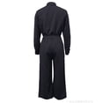 thumbnail image 4 of Cagogo Women's 2 Piece Set Long Sleeve Collared Shirt Wide Leg Pants Casual Outfit Solid Basic Tops Comfy Pants Matching Lounge Sets Travel Airport Clothes, Black 2XL, 4 of 7