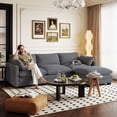 thumbnail image 6 of 110.2" Cloud Sectional Couch with L-Shape Chaise,Lofka Modern Modular Sofa with Deep Seat, Upholstered Couches for Living Room Bedroom, Gray (Plush Corduroy Fabric), 6 of 12