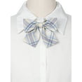 thumbnail image 4 of Lazos de moño preatados de cuadros inspiradores y elegantes para mujeres, coloridos, para uniforme escolar en azul y lavanda, 4 of 6