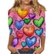 thumbnail image 2 of RKSTN Valentines 3/4 Sleeve Tops for Women Oversized Crewneck Valentine's Day Graphic Printed Short Sleeve T Shirt Womens Casual Round Neck Loose Comfy Loves Heart Print Three Quarter Sleeve Shirts, 2 of 6