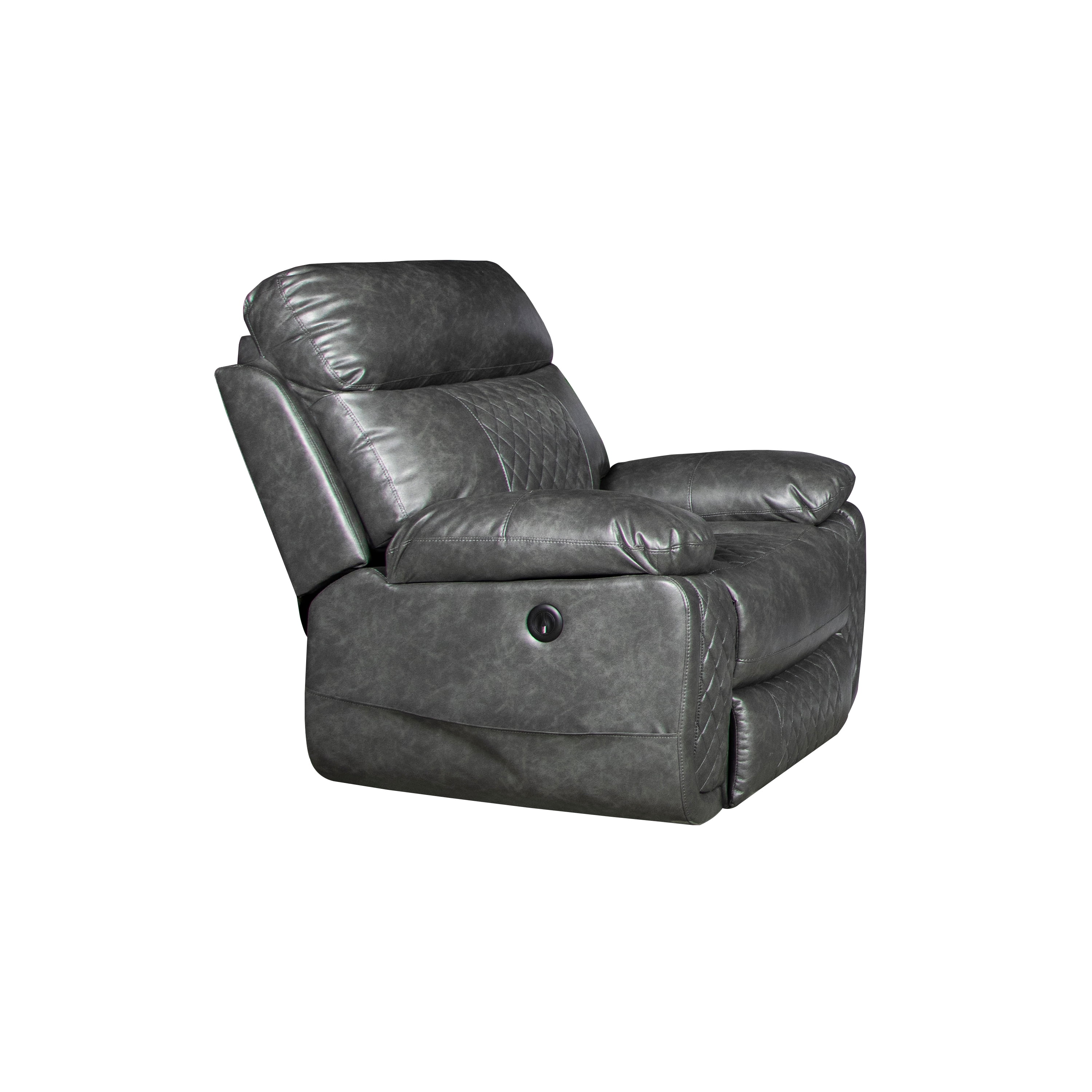 Contemporary Plush Faux Leather Upholstered Living Room Reclining Chair, Grey