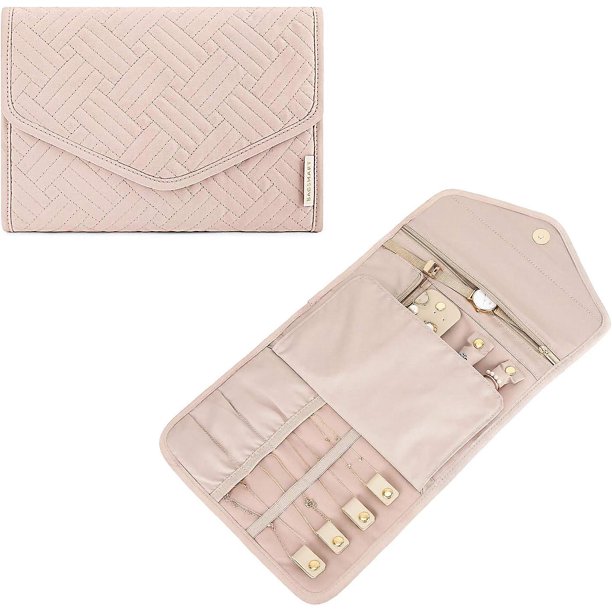 Organizador de joyas de viaje Estuche de joyería plegable para viajes (rosa)