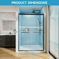 thumbnail image 5 of 60" wide x 72" high, matte black aluminum frame double sliding shower door with 1/4" (6mm) nano-coated clear tempered glass for durability and stability, dual stainless steel handles for ease of use, 5 of 9