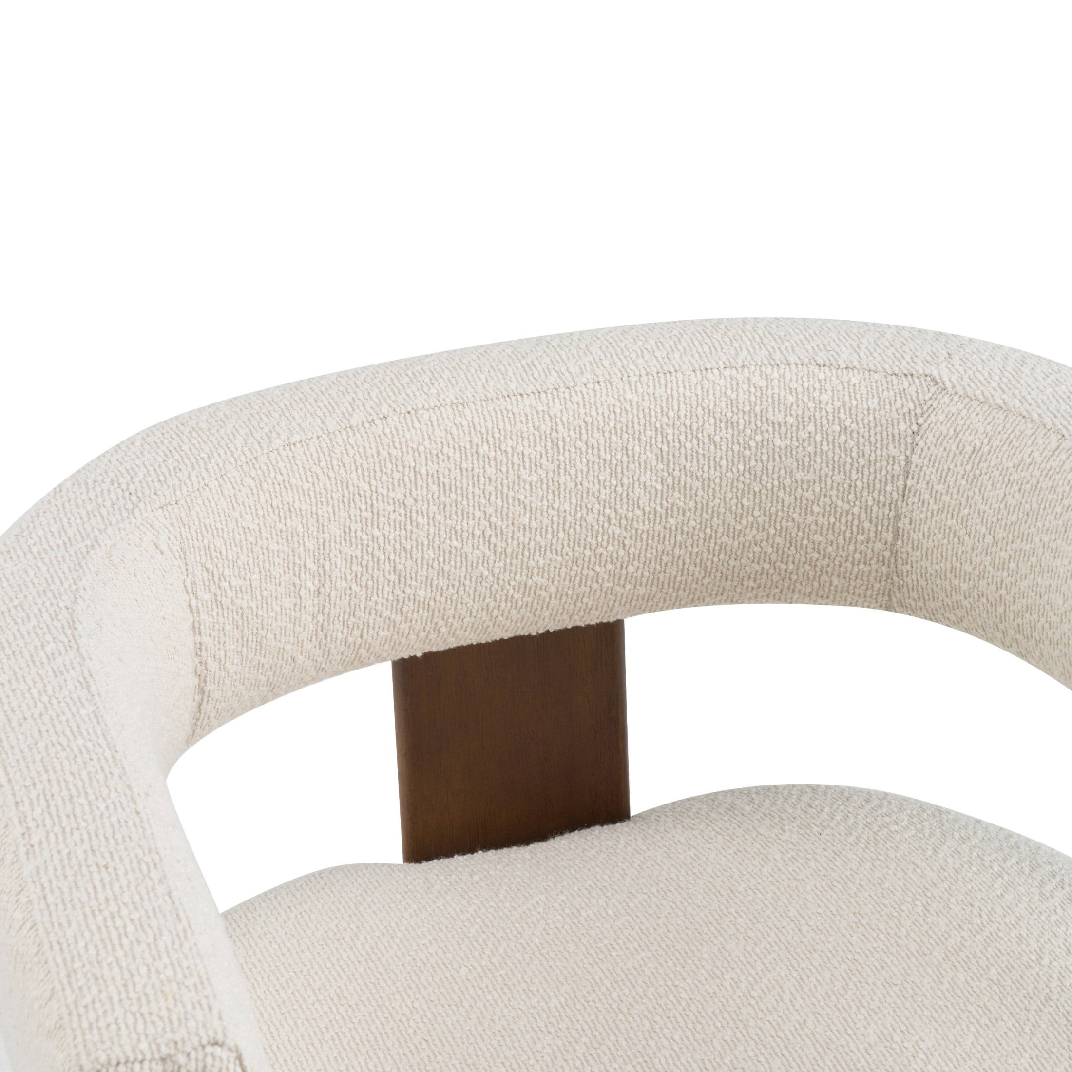 Christopher Knight Home Set of 2 Modern Boucle Dining Chairs with Curved Open Back, Beige+Dark Walnut
