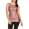 thumbnail image 2 of Anna-Kaci Womens Sparkle & Shine Glitter Sequin Embellished Sleeveless Round Neck Tank Top X-Large Rose Gold, 2 of 2