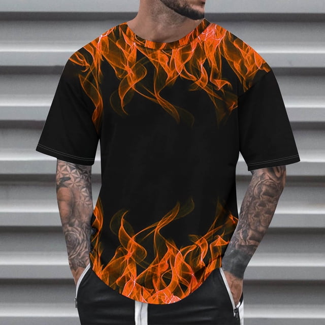 Qertyioot Mode d'Été Décontractée T-shirt Imprimé Col Rond pour Hommes