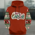 thumbnail image 3 of Plus Size Mens Christmas Hooded Xmas Tree Elk Print Color Block Long Sleeve Sweatshirt with Kangaroo Pocket, 3 of 4