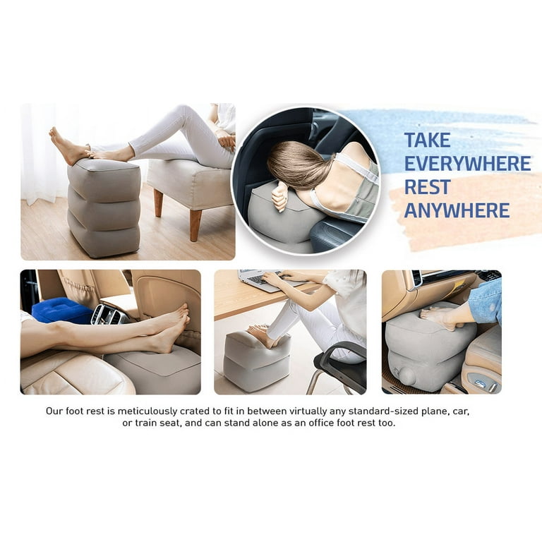 Inflatable Foot Rest Pillow for Airplane, Bus & Camping - Fast Inflating &  Portable for Knee & Leg Pain Relief 