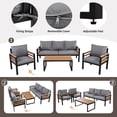 thumbnail image 4 of Vanress Outdoor Patio Furniture Set with Coffee Table, 4 Piece Patio Conversation Sets with Washable Thick Cushions, Outdoor Sectional Furniture Set for Porch, Balcony, Deck, Grey, 4 of 8