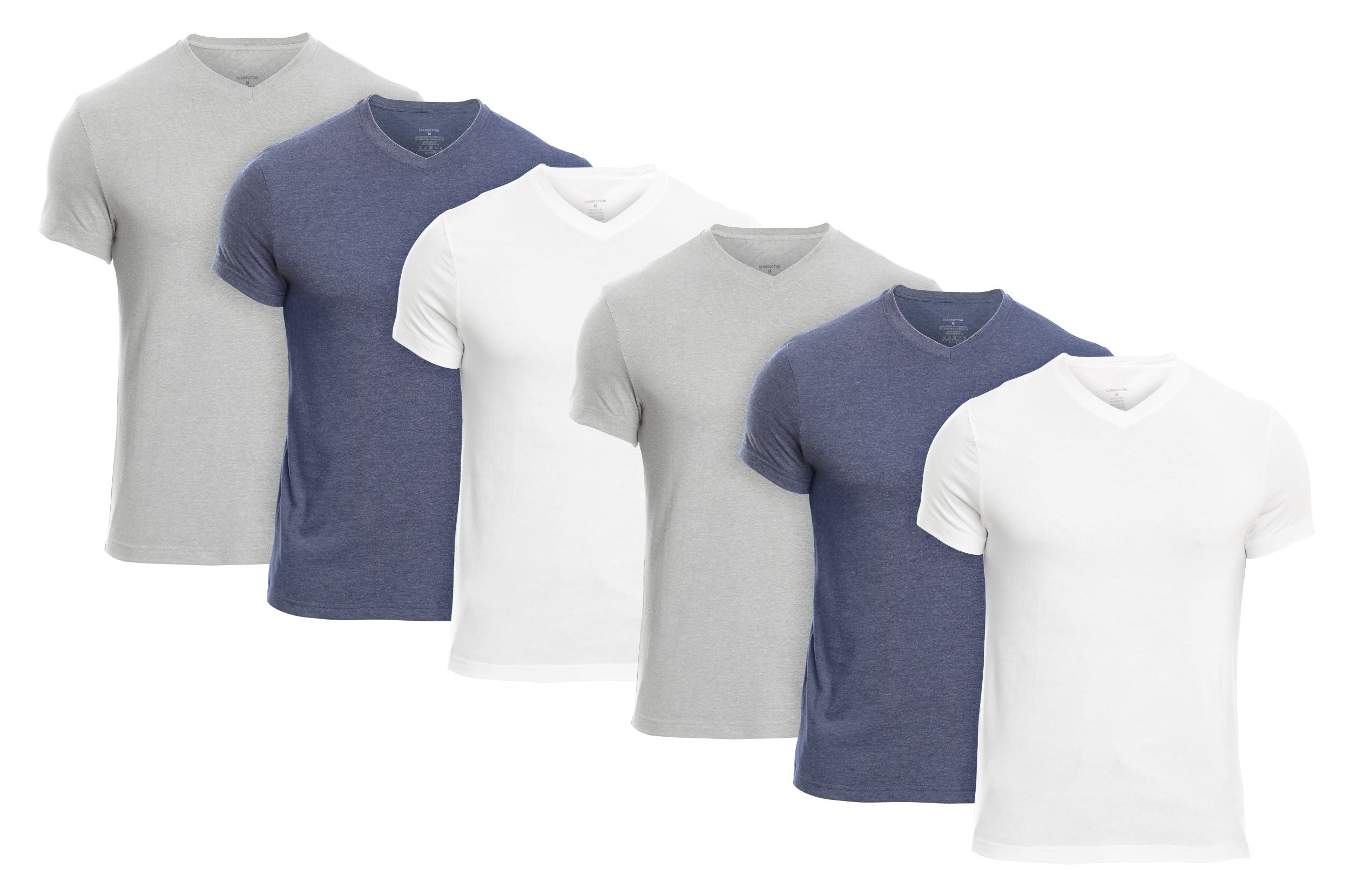 Cleocotton, 6Pack Cotton Rich Men's VNeck TShirt , Ultra Soft (Made
