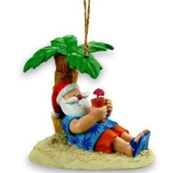 Cape Shore Santa Relaxing Under a Palm Tree Beach Break Holiday Ornament