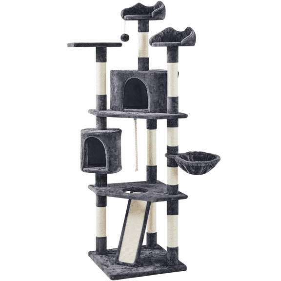 Easyfashion 79" Large Cat Tree Tower with 2 Condos, Multiple Colors