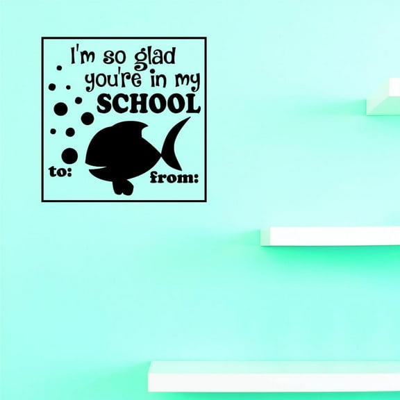 Custom Decals I'm So Glad You're In My School Wall Art Size: 16 X 16 Inches Color: Black