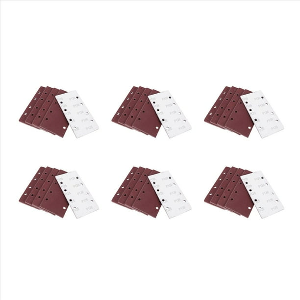 150Unids Almohadillas Lijado, Lija Papel de Gancho y Bucle Hoja Perforado 8 Agujeros Granos 40/60/80/120 la Hoja Apto Lijadora Orbital Multi-Lijadora Oxido de Aluminio Grano
