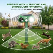 2 Pack Solar Cat Repellent for Gardens, Ultrasonic Animal Repeller with USB & Solar, Waterproof Cat Scarers for Gardens with Motion Sensor for Farm Squirrels Dogs Cats Foxes Birds