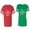 Men Red / Women Green, variant on I Love My Awesome Husband Wife Unisex Couple Matching Cotton Jersey style T-Shirt Contrasting stripes on sleeves (Men Red / Women Black) (Men S / Women S)