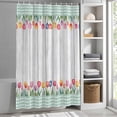 thumbnail image 5 of Spring Floral Shower Curtain, 72" x 72", Watercolor Flowers Green Leave Green Plaid Frame Waterproof Bathroom Curtain Washable Shower Curtain Set with 12 Hooks, 5 of 8