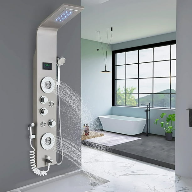 Zovajonia Led Shower Panel Tower System,47 Inch MultiFunction Shower